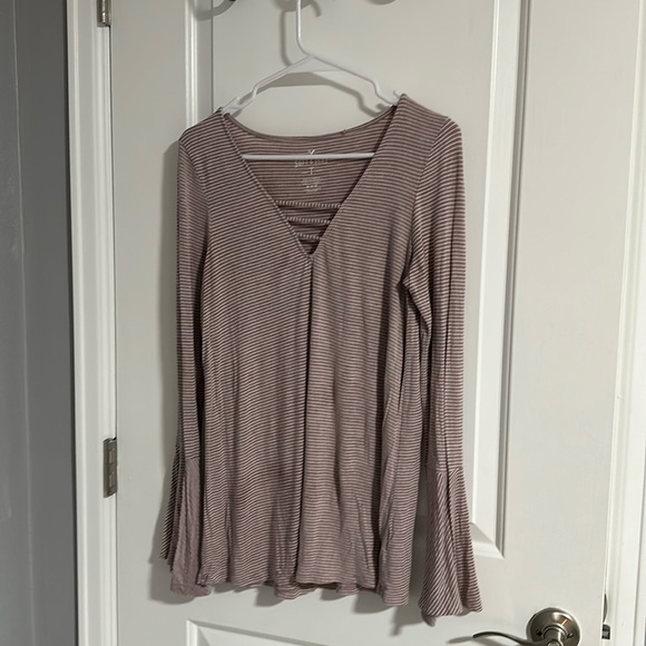 American Eagle Outfitters Tops - American Eagle Soft & Sexy Stripped Pink Shirt with Flared Sleeves